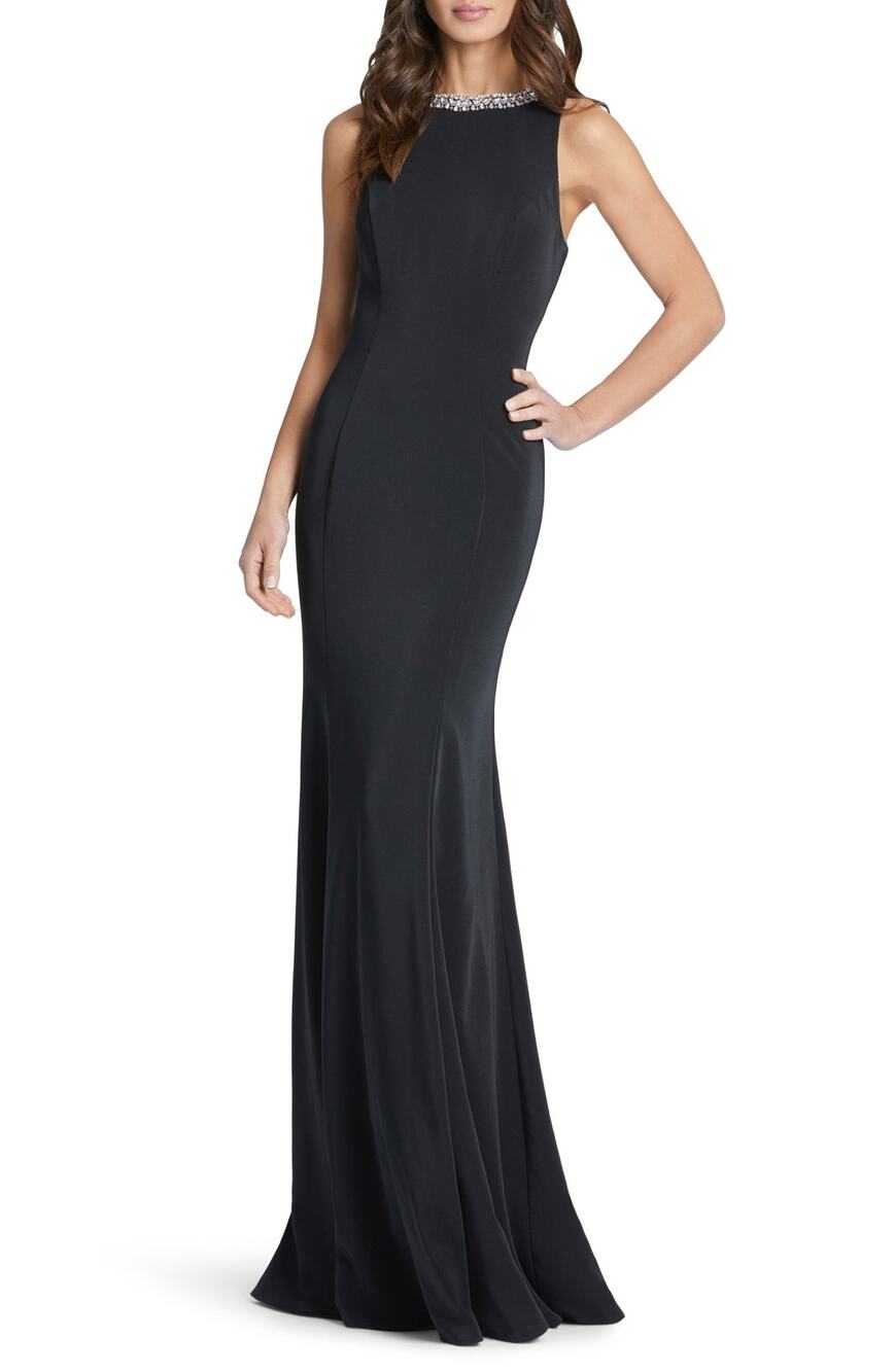 Mac Duggal Crystal Neck Trumpet Gown - 4 Black